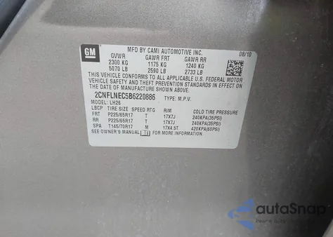 2011 Chevrolet Equinox 2Lt z USA, uszkodzony, nr VIN 2CNFLNEC5B6220886